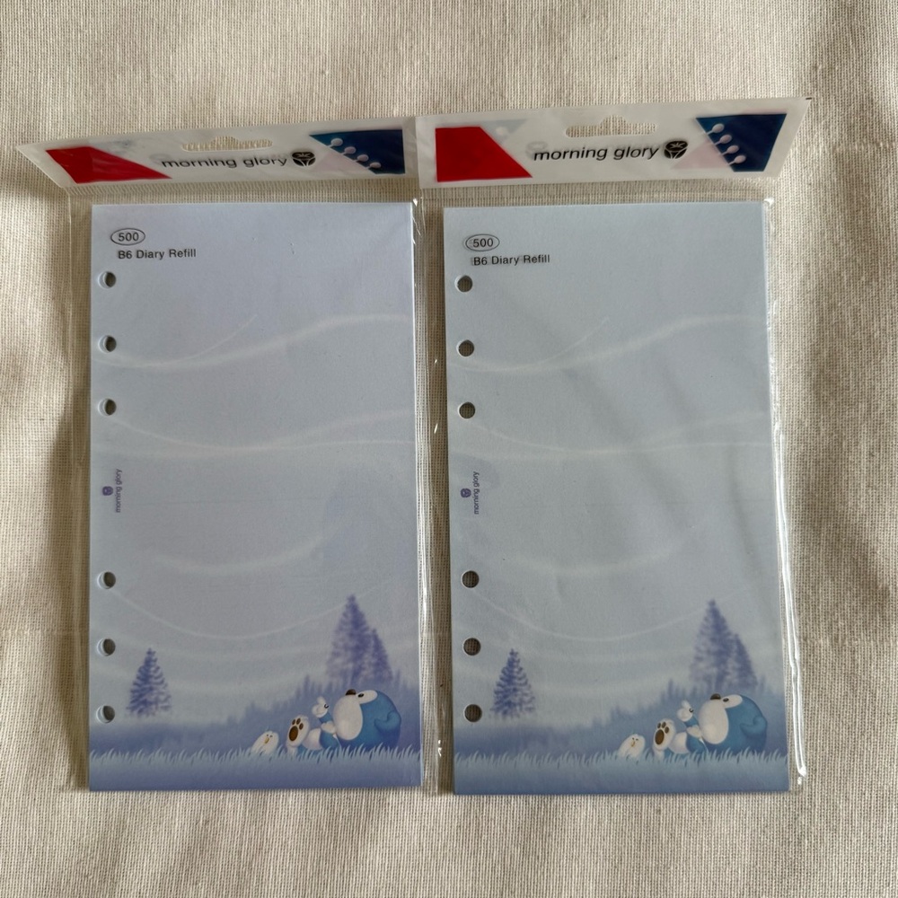 Morning Glory Blue Bear Unlined Notes Planner Refill Paper